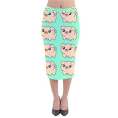 Puppy Pattern Dog Pet Velvet Midi Pencil Skirt by Jancukart