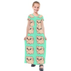 Puppy Pattern Dog Pet Kids  Short Sleeve Maxi Dress by Jancukart