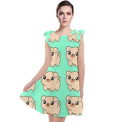 Puppy Pattern Dog Pet Tie Up Tunic Dress