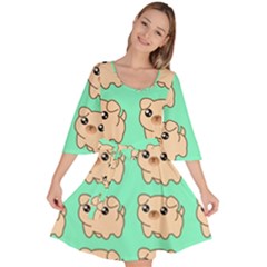 Puppy Pattern Dog Pet Velour Kimono Dress