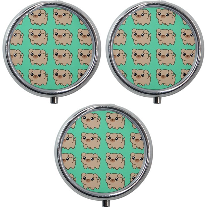 Puppy Pattern Dog Pet Mini Round Pill Box (Pack of 3)