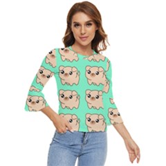 Puppy Pattern Dog Pet Bell Sleeve Top