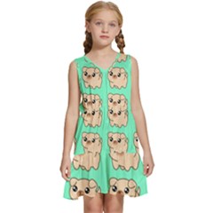 Puppy Pattern Dog Pet Kids  Sleeveless Tiered Mini Dress by Jancukart