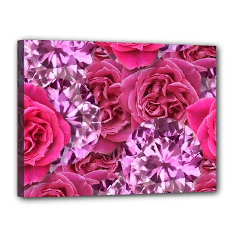 Roses Pink Tourmaline Seamless Canvas 16  X 12  (stretched)