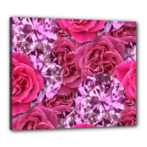 Roses Pink Tourmaline Seamless Canvas 24  X 20  (stretched)