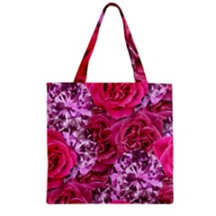 Roses Pink Tourmaline Seamless Zipper Grocery Tote Bag