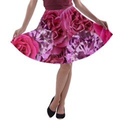 Roses Pink Tourmaline Seamless A-line Skater Skirt