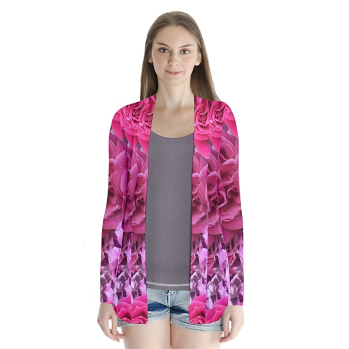 Roses Pink Tourmaline Seamless Drape Collar Cardigan