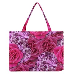 Roses Pink Tourmaline Seamless Zipper Medium Tote Bag