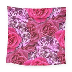 Roses Pink Tourmaline Seamless Square Tapestry (large)