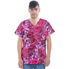 Roses Pink Tourmaline Seamless Men s V-neck Scrub Top