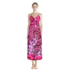 Roses Pink Tourmaline Seamless Button Up Chiffon Maxi Dress