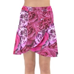 Roses Pink Tourmaline Seamless Wrap Front Skirt by Jancukart