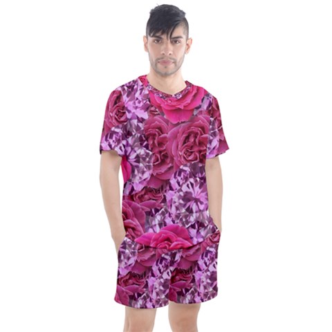 Roses Pink Tourmaline Seamless Men s Mesh Tee And Shorts Set by Jancukart