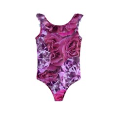 Roses Pink Tourmaline Seamless Kids  Frill Swimsuit