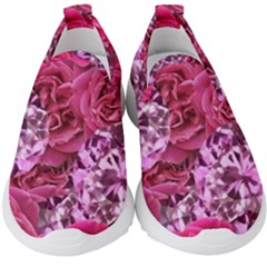 Roses Pink Tourmaline Seamless Kids  Slip On Sneakers by Jancukart