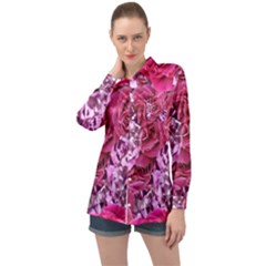 Roses Pink Tourmaline Seamless Long Sleeve Satin Shirt