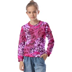 Roses Pink Tourmaline Seamless Kids  Long Sleeve Tee With Frill 