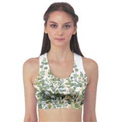 Gold And Green Eucalyptus Leaves Sports Bra by Jack14