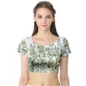 Gold And Green Eucalyptus Leaves Short Sleeve Crop Top View1