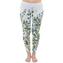 Gold And Green Eucalyptus Leaves Classic Winter Leggings by Jack14