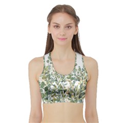 Gold And Green Eucalyptus Leaves Sports Bra With Border by Jack14