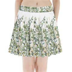 Gold And Green Eucalyptus Leaves Pleated Mini Skirt by Jack14