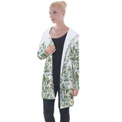 Gold And Green Eucalyptus Leaves Longline Hooded Cardigan by Jack14