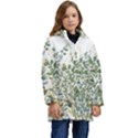 Gold And Green Eucalyptus Leaves Kid s Hooded Longline Puffer Jacket View1