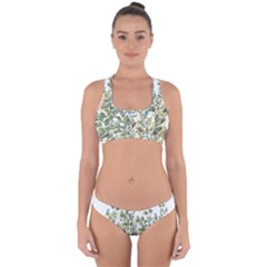 Gold And Green Eucalyptus Leaves Cross Back Hipster Bikini Set by Jack14