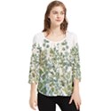 Gold And Green Eucalyptus Leaves Chiffon Quarter Sleeve Blouse View1