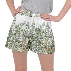 Gold And Green Eucalyptus Leaves Women s Ripstop Shorts by Jack14