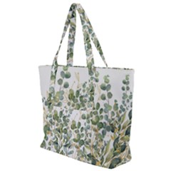 Gold And Green Eucalyptus Leaves Zip Up Canvas Bag by Jack14