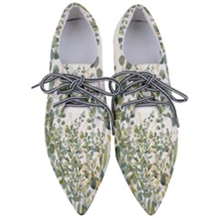 Gold And Green Eucalyptus Leaves Pointed Oxford Shoes