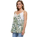 Gold And Green Eucalyptus Leaves Casual Spaghetti Strap Chiffon Top View2