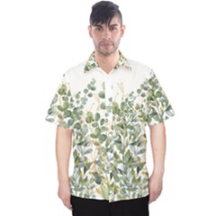 Gold And Green Eucalyptus Leaves Men s Hawaii Shirt