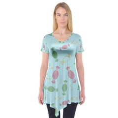 Toffees Candy Sweet Dessert Short Sleeve Tunic  by Jancukart