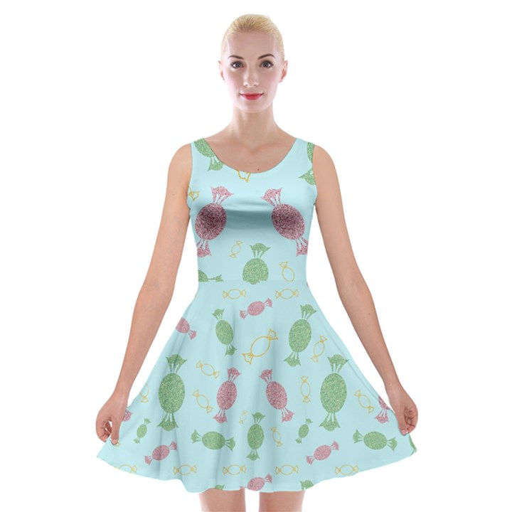 Toffees Candy Sweet Dessert Velvet Skater Dress