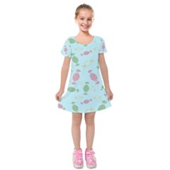 Toffees Candy Sweet Dessert Kids  Short Sleeve Velvet Dress