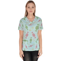 Toffees Candy Sweet Dessert Women s V-neck Scrub Top by Jancukart