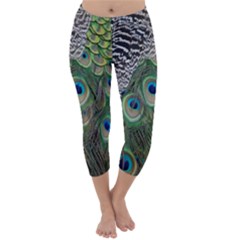 Peacock Bird Feather Colourful Capri Winter Leggings 