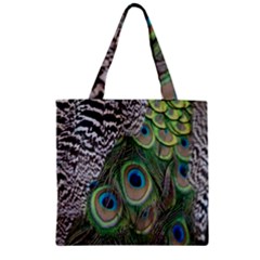 Peacock Bird Feather Colourful Zipper Grocery Tote Bag by Jancukart