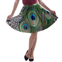 Peacock Bird Feather Colourful A-line Skater Skirt