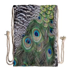 Peacock Bird Feather Colourful Drawstring Bag (large)