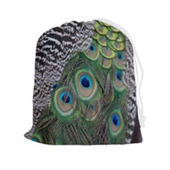 Peacock Bird Feather Colourful Drawstring Pouch (2xl) by Jancukart