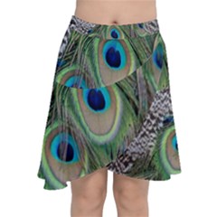 Peacock Bird Feather Colourful Chiffon Wrap Front Skirt