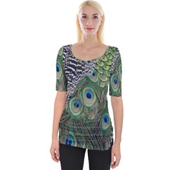 Peacock Bird Feather Colourful Wide Neckline Tee