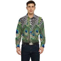 Peacock Bird Feather Colourful Men s Long Sleeve  Shirt