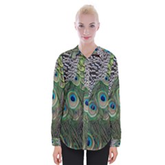 Peacock Bird Feather Colourful Womens Long Sleeve Shirt