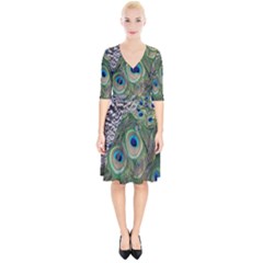 Peacock Bird Feather Colourful Wrap Up Cocktail Dress